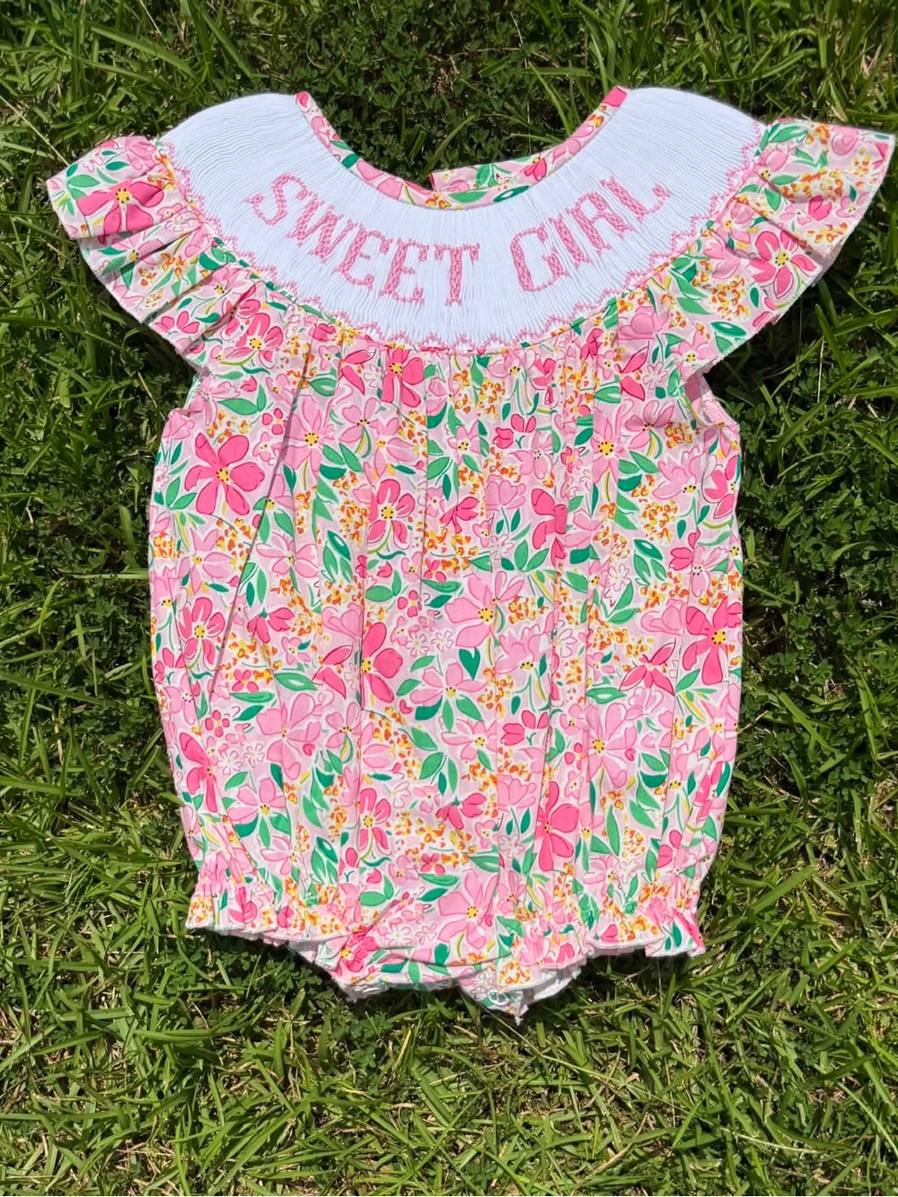 SWEET GIRL Hand Smocked Bubble